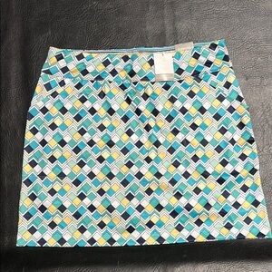Geometric Patterned Skirt in Blue and Yellow